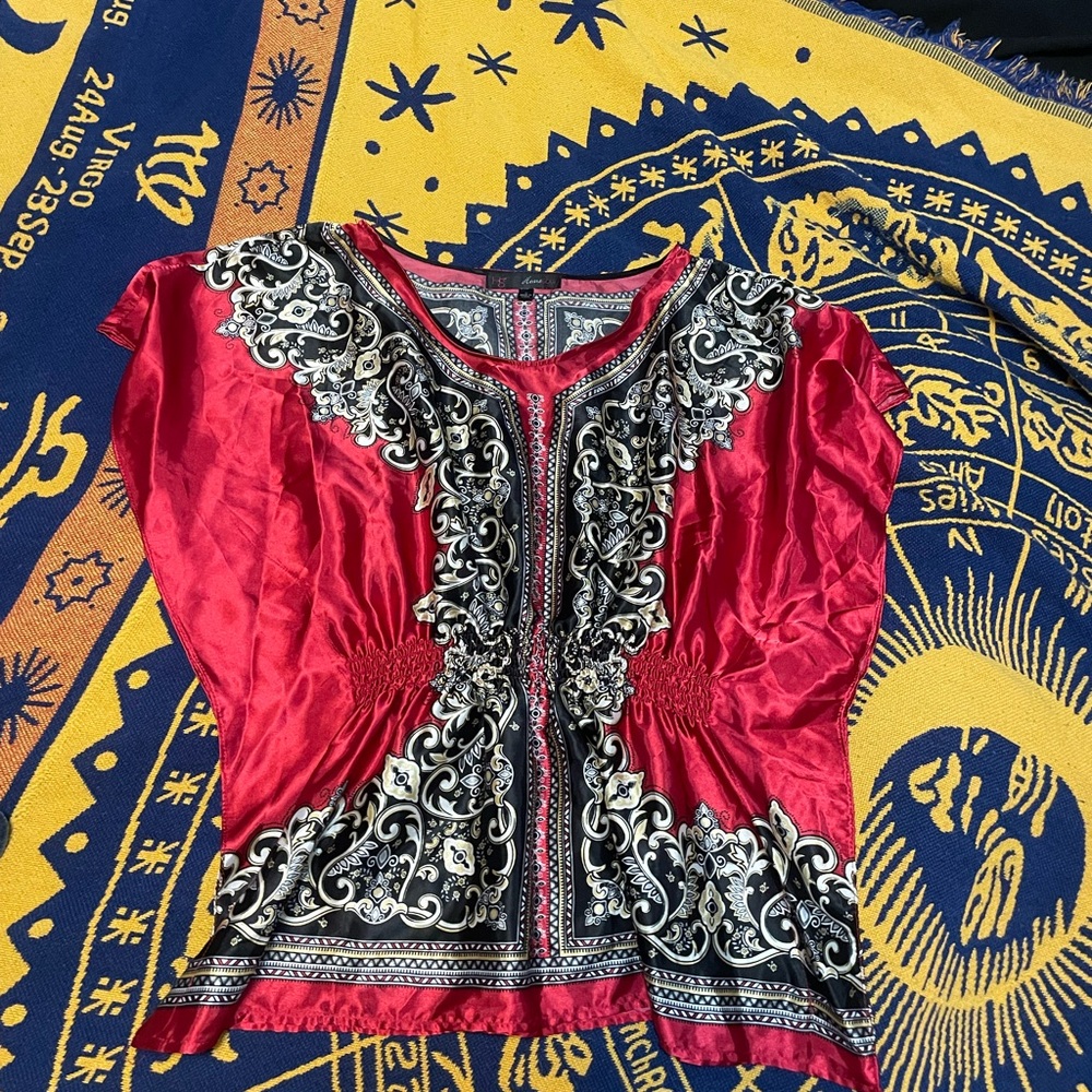 Y2K Red and Black Women's Blouse by HeartSoul size S